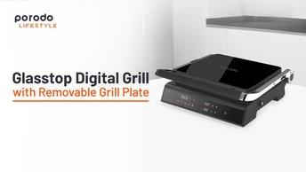 Porodo LifeStyle Glasstop Digital Grill with Removable Grill Plate - PD-LSDGGR-BK