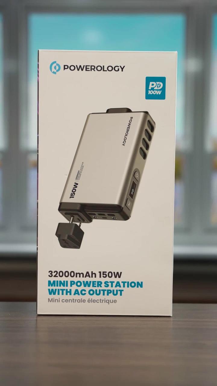 Powerology Mini Power Station with AC Output 150W 32000mAh PD 100W