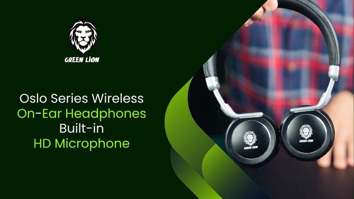 Green Lion Oslo Series Wireless On-Ear Headphones Built-in HD Microphone, Comfort & Durability Ergonomic Design Gaming Headset, Wireless Sound, 17-hours Talk time