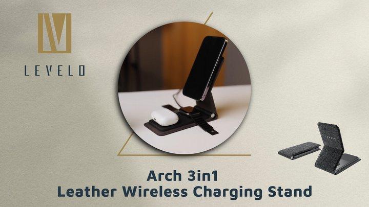 Levelo Arch 3 in 1 Leather Wireless Charging Stand