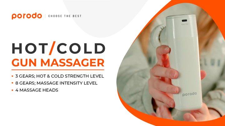 Porodo Lifestyle Hot & Cold Portable Massager  With 4 Types Of Professional Massage Heads