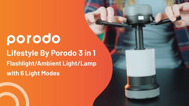 Lifestyle By Porodo 3 in 1 Flashlight/Ambient  Light/Lamp with 6 Light Modes