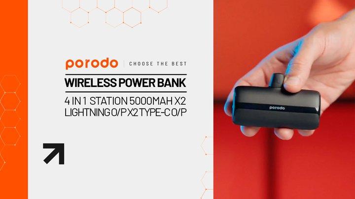 Porodo 4in1 Powerbank Station 5000mAh X2 Lightning O/P X2 Type-C