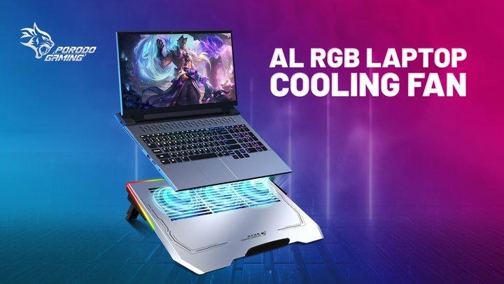 Porodo Gaming Laptop Cooling Fan with Multifan and  Al RGB