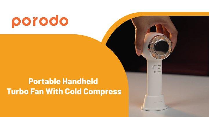 Porodo LifeStyle Mini Portable Handheld Turbo Fan with Cold Compress 5W 2200mAh