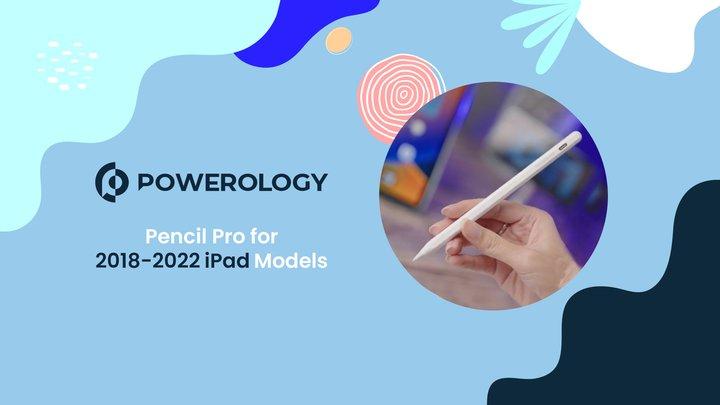 Powerology 1.5mm Tip Smart Apple iPad Pencil, Magnetic & Type-C Charging, No Lag, Palm Rejection, Tilt Pressure Function - White