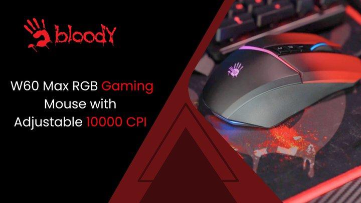 Bloody W60 Max Activated Gaming mouse with 10,000 CPI USB Activated, BC3332-A 10K Sensor