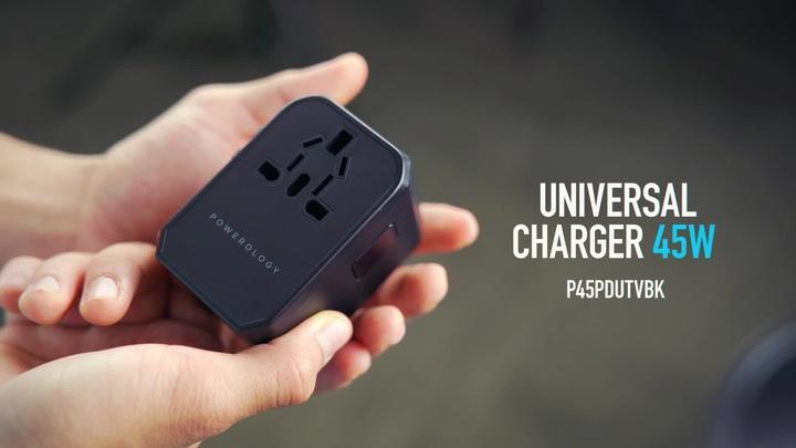 Powerology USB-C PD 45W Universal Charger US UK AU EU 150+ countries