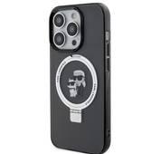 Karl Lagerfeld Magsafe Ringstand Case with Karl & Choupette Heads for iPhone 15 Pro - Black