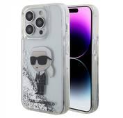 Karl Lagerfeld Liquid Glitter Case with NFT Karl Head - Silver - iPhone 15 Pro