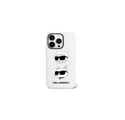 Karl Lagerfeld iPhone 15 Pro For Silicone Hard Case With Karl Lagerfeld & Choupette Heads - White