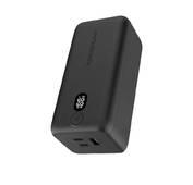 Powerology 20000mAh 65W Onyx Power Bank, Overcharging Protection, USB-A & x2 USB-C Output, LED Display, Fast Charging, Compatible With Laptop  - Black