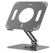 Porodo Tablet Stand with Aluminum Alloy Holder, Adjustable Angle, and 360° Rotation  - Grey