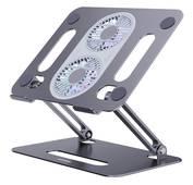 Porodo Adjustable Laptop Stand with Cooling Fan and  Aluminum Alloy - Grey