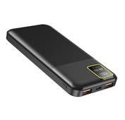 Porodo Blue 10000mAh 22.5W Quick Charge Portable Power Bank with Type-C and Dual USB-A Output - Black