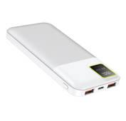 Porodo Blue 10000mAh 22.5W Quick Charge Portable Power Bank with Type-C and Dual USB-A Output - White