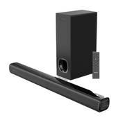 Porodo Soundtec 2.1CH Bluetooth Soundbar Max System with Remote Control, Crisp Audio, 100W Powerful Sound, Slim & Elegant Design,  Connectivity via AUX, USB, Optical, HDMI for TV - Black