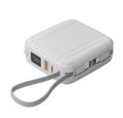 Porodo 10000mAh Magsafe Power Bank, Built in Type-C & Lightning Cables, Digital Display, 15W Wireless Output, Portable, PD 20W, QC 22W - White