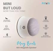 PAWA Magbeats Mini MagSafe Speaker in gun metal black, deep blue & white color with 10M bluetooth distance, 3W speaker, 300mAh built in battery