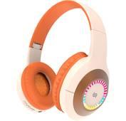 Porodo Soundtec Radiant Wireless Headphone, 6h Playtime, Type-C Charging, 3.5mm Jack, LED Light, 120h Standby, Android and iOS Compatible - Beige/Orange