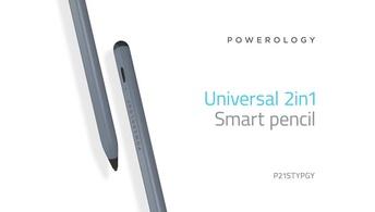 Powerology Smart Pencil 2in1 Universal 2mm Stylus Pen (iOS/Android) - Grey - P21STYPGY