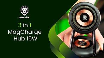 Green Lion 3 in 1 MagCharge Hub 15W - Black - GN3MAGHUBBK