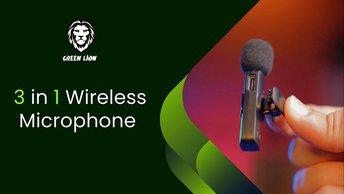 Green Lion 3 in 1 Wireless Microphone - Black - GN3WIRMICPBK