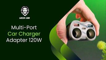 Green Lion Multi-Port Car Charger Adapter 120W - Black - GNMULTPCKTBK