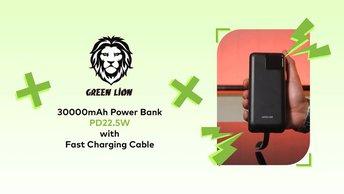 Green Lion Power Tank Power Bank 30000mAh PD 22.5W with Fast Charging Cable - GNPWT30KPBBK