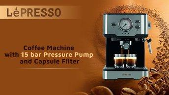 LePresso Coffee Machine with 15 bar Pressure Pump and Capsule Filter - LP15CMBK