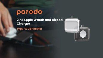 Porodo 2in1 Apple Watch and Airpod Charger with Type-C Connector - PD-WA2N1C-GY