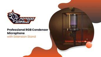 Porodo Gaming Professional RGB Condenser Microphone with Extension Stand - PDX519-BK