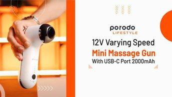 Porodo Lifestyle 12V Varying Speed Mini Massage Gun With USB-C Port 2000mAh - PD-LSVSMG