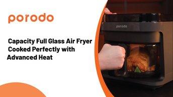 Porodo Lifestyle Capacity Full Glass Air Fryer Cooked Perfectly with Advanced Heat - PD-LSGAFR-BK