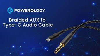 Powerology Braided AUX to Type-C Audio Cable - PCAX12BK - PCAB004