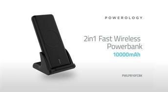 Powerology 2 in 1 Fast Wireless Power Bank 10000mAh - Black - PWLPB10FCBK