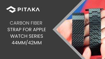 PITAKA Carbon Fiber Watch Band 100% Recycled Lightweight Durable Genuine Black Carbon Fiber for Apple Watch 42/44/45mm