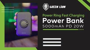 Green Lion Power Ring Fast Charging Power Bank 5000mAh PD 20W, Type-C Output, LED Indicator, 360° Finger Ring