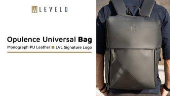 Levelo Opulence Universal Bag With Monograph PU Leather & LVL Signature Logo - Black