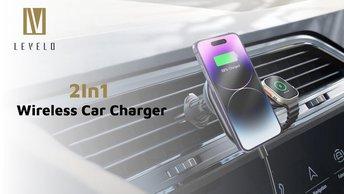 Levelo Siena 2 In 1 Black Wireless Car Charger