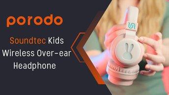 Porodo Soundtec Kids Wireless Over-Ear Headphone with Superior Mic & LED Lights, Clear Sound, 30-hours Playtime, Bluetooth 5.0 Headphone