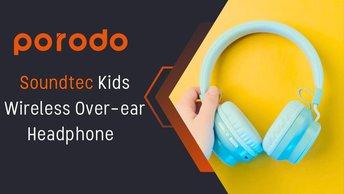 Porodo Soundtec Kids Wireless Over-Ear Headphone with Superior Mic & LED Lights, Clear Sound, 30-hours Playtime, Bluetooth 5.0 Headphone