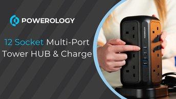 Powerology 12 Socket Multi-Port Tower Extension & Charge