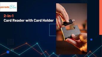 Porodo Blue 2 in 1 Card Reader with Card Holder