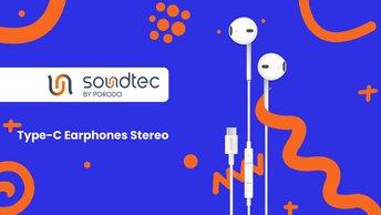 Porodo Soundtec Stereo Earphones Type-C with High-Clarify Mic - White