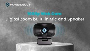 Powerology 1080p Web Cam with Digital Zoom built-in Mic and Speaker