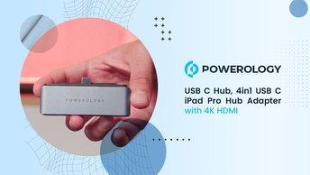 Powerology USB C Hub 4 in 1 Pro Adapter - Gray