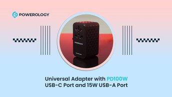 Powerology Universal Adapter 100W X2 Type C port and X2 USB A 15W port