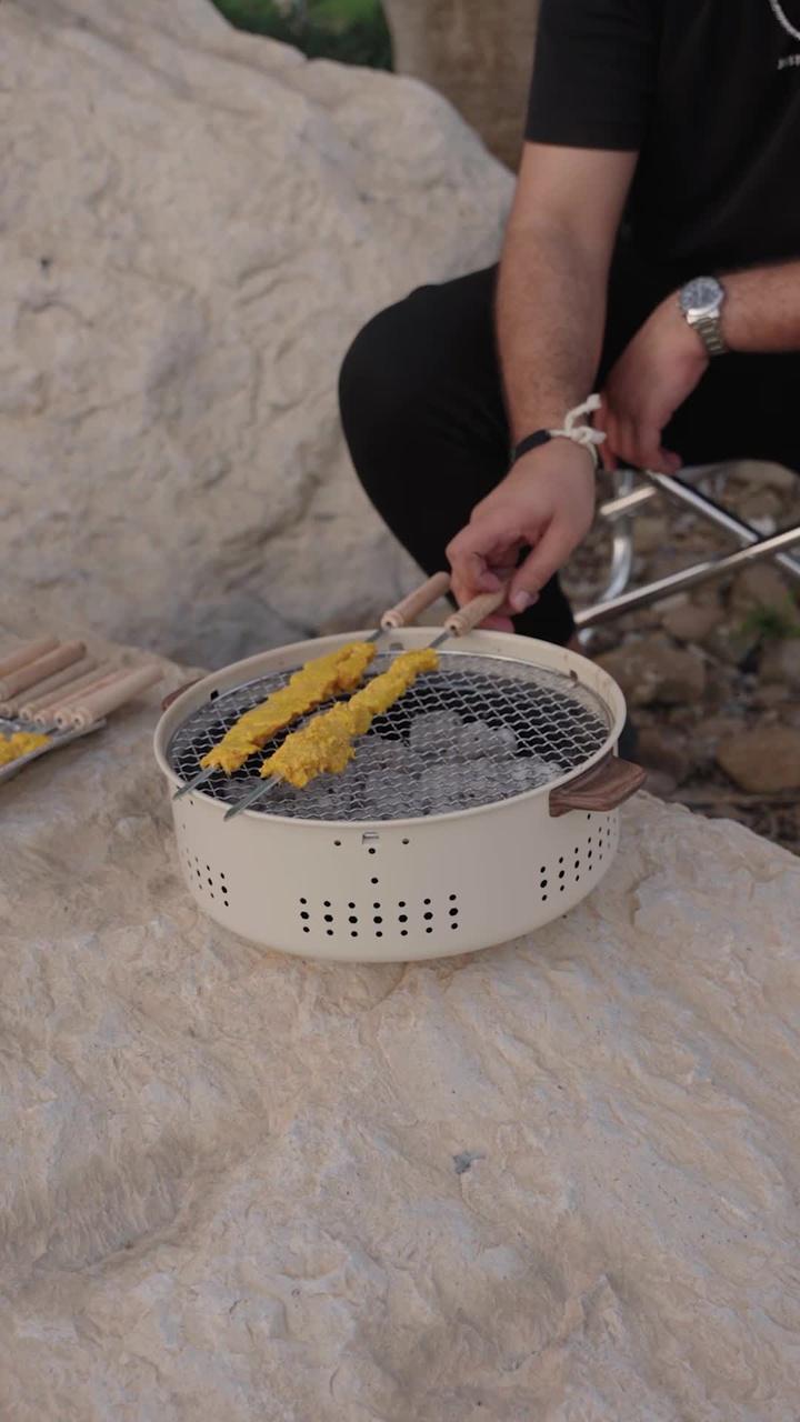Porodo Lifestyle Camping Mini Outdoor Round BBQ/Charcoal Grill