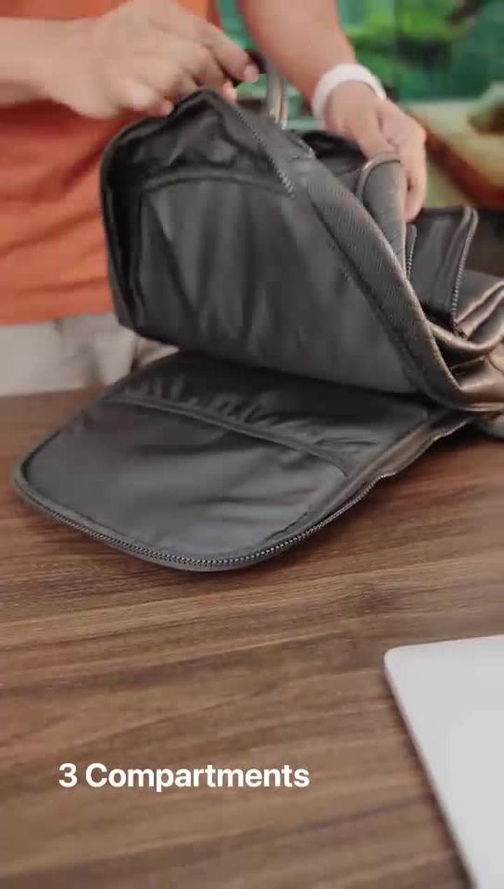 Levelo Gracia PU Leather Water Resistant Backpack with 5 Storage Compartments, 2 Pen Slots, 3 Pockets for Accessories, PU Leather Material - Black
